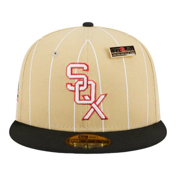 New Era Chicago White Sox Retro Pinstripe 59FIFTY Fitted Hat With Pin - Picture 2 of 7